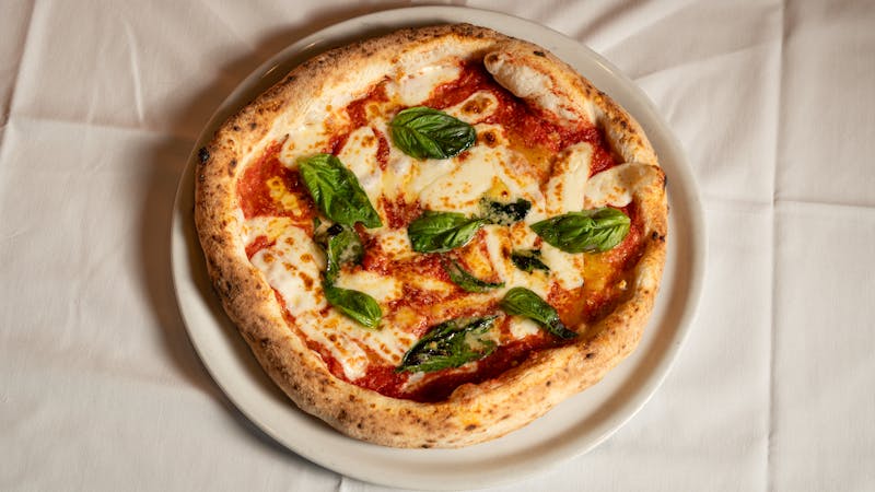 Classic Margherita pizza with tomato and mozzarella